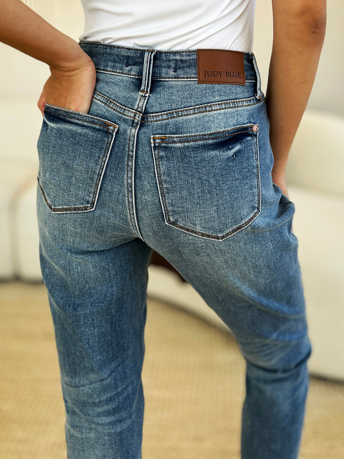 Hazel Blues® | Judy Blue Mid Rise Rigid Magic Release Hem Jeans