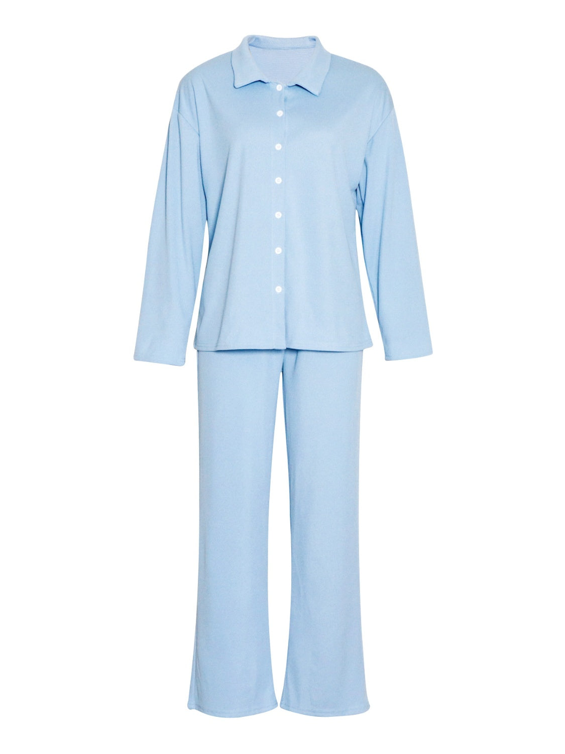 Hazel Blues® | Collared Neck Long Sleeve Top and Drawstring Pants Set