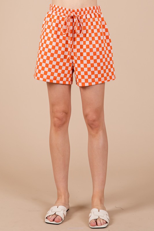 Hazel Blues® | Ces Femme Checkered Round Neck Top and Shorts Set