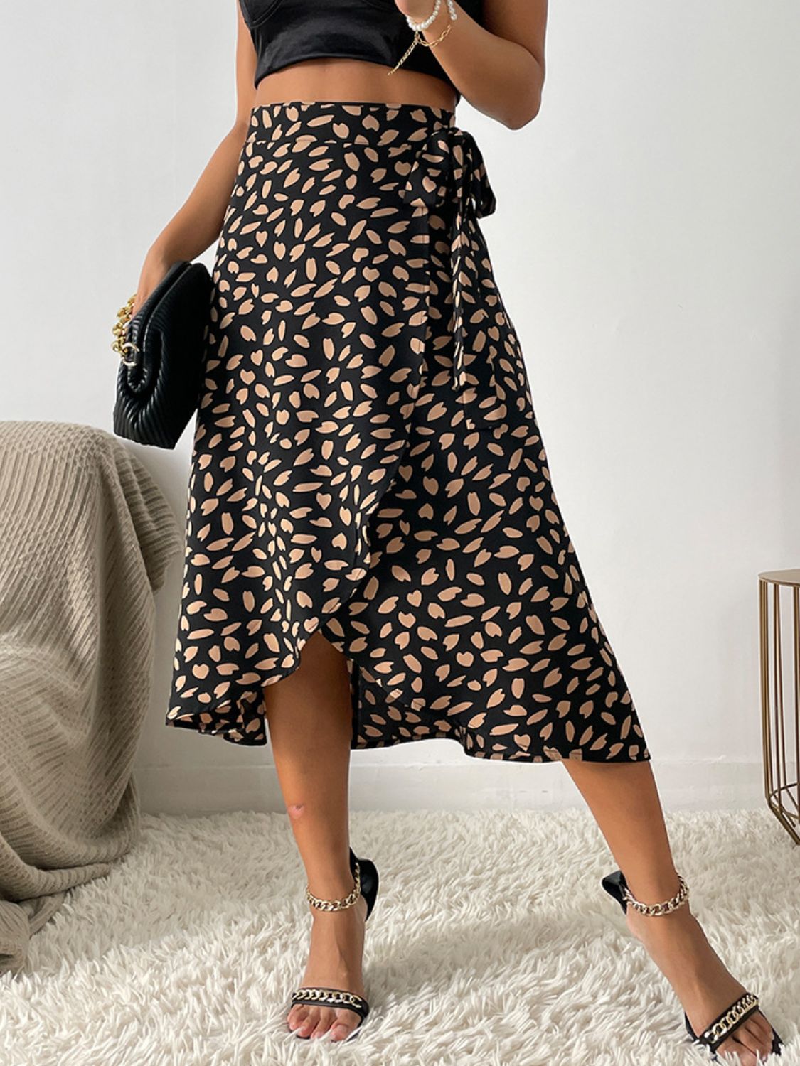 Hazel Blues® | Tied Slit Printed Skirt