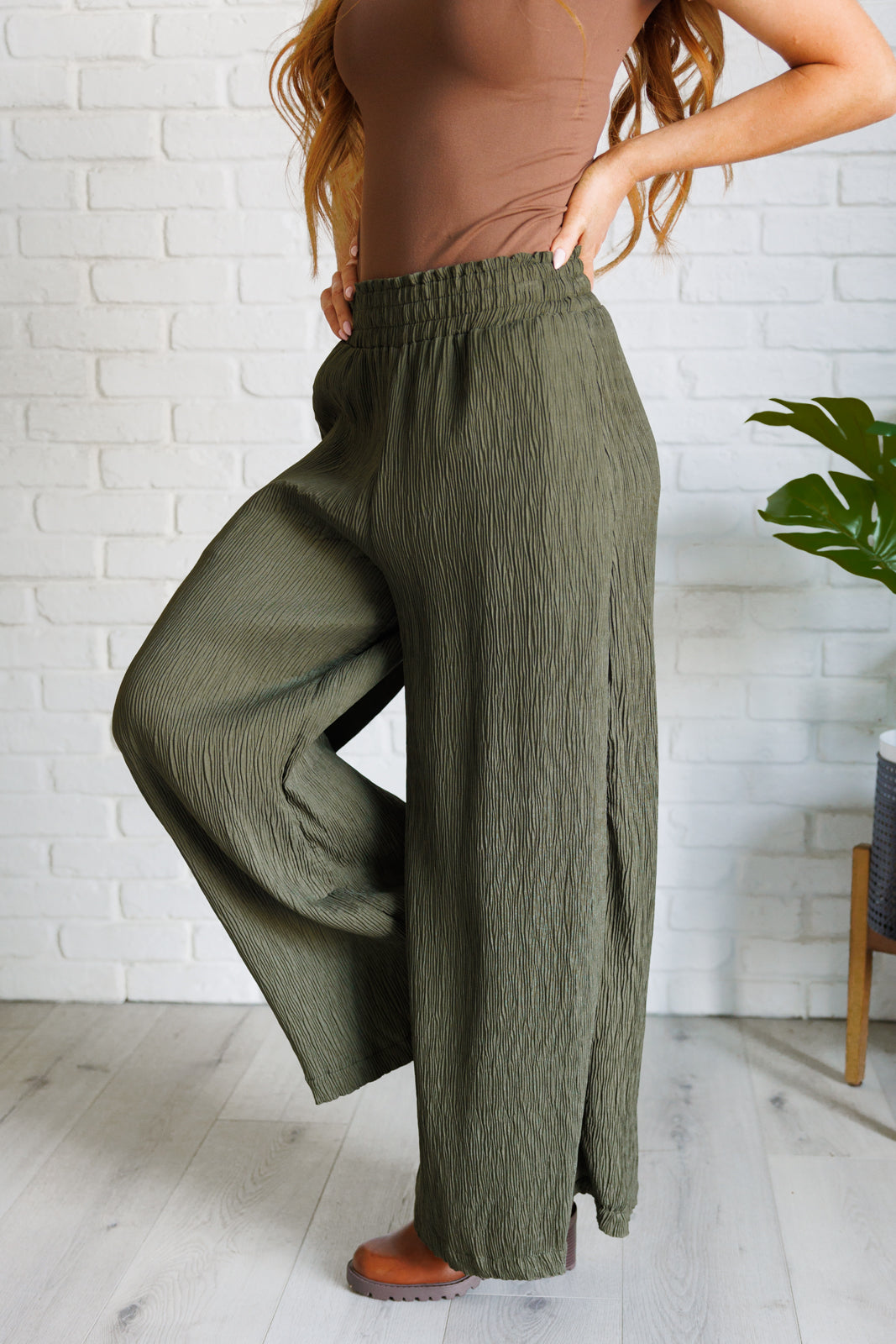 Hazel Blues® | Harmony High Rise Wide Pants in Olive