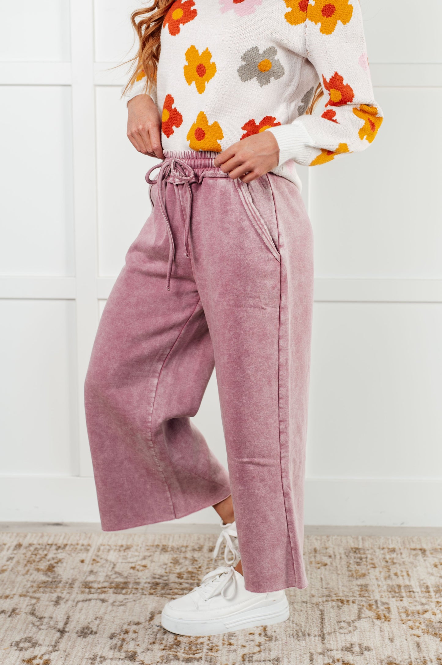 Hazel Blues® | In or Out Wide Leg Cropped Pants in Light Rose