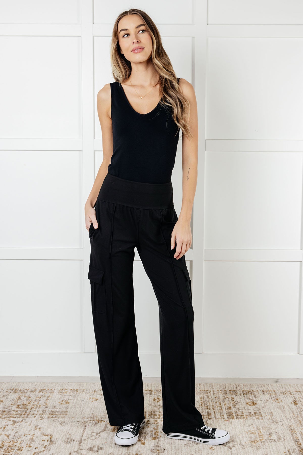 Hazel Blues® | Race to Relax Cargo Pants in Black