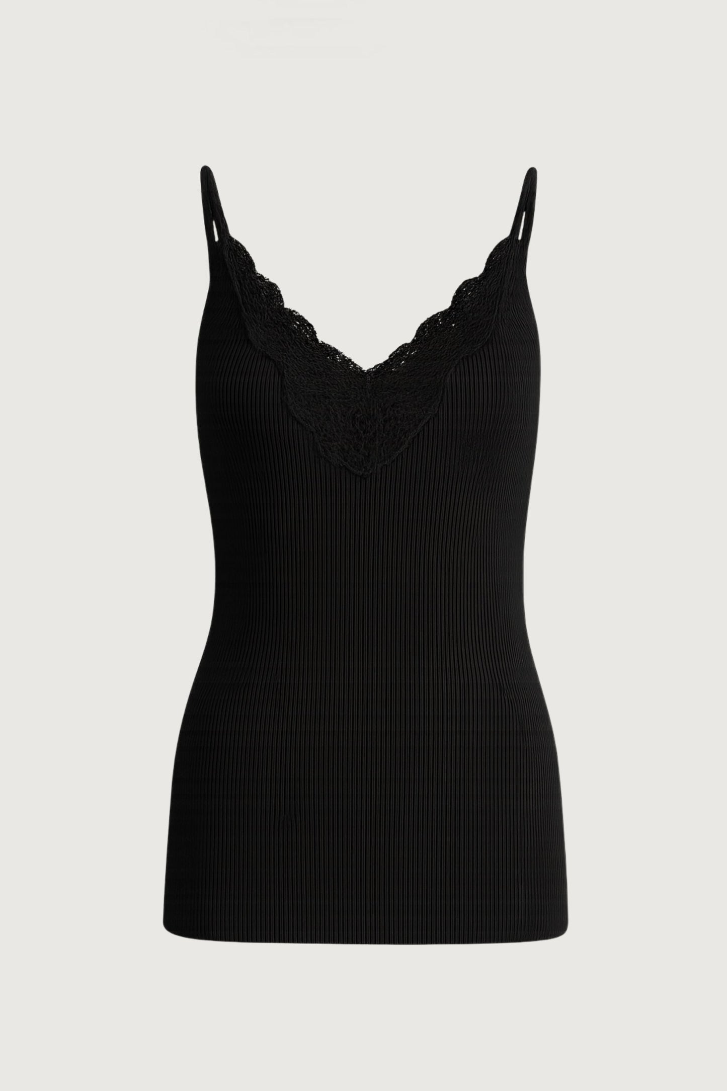 RIBBED KNIT LACE CAMI TANK TOP