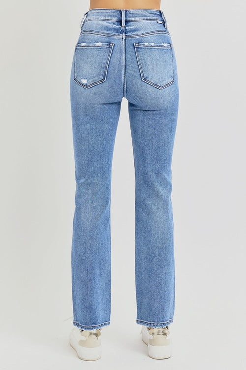 Hazel Blues® |  RISEN Distressed High-Rise Ankle Straight Jeans