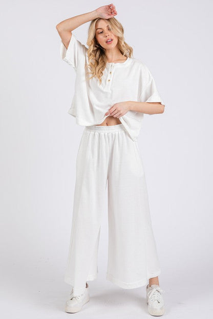 Hazel Blues® |  Ces Femme Half Button Half Sleeve Top and Pants Set