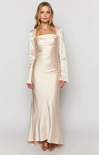 Addina Cream Long Sleeve Maxi Dress
