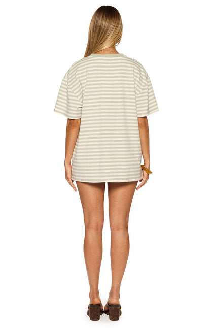 Alba Sage Stripe Oversized Tee