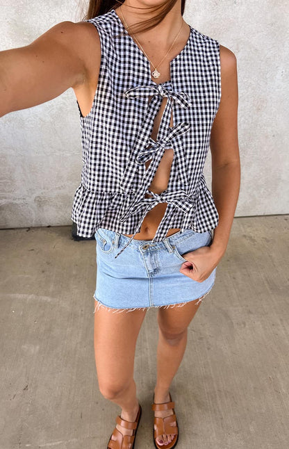 Baxter Black Gingham Top