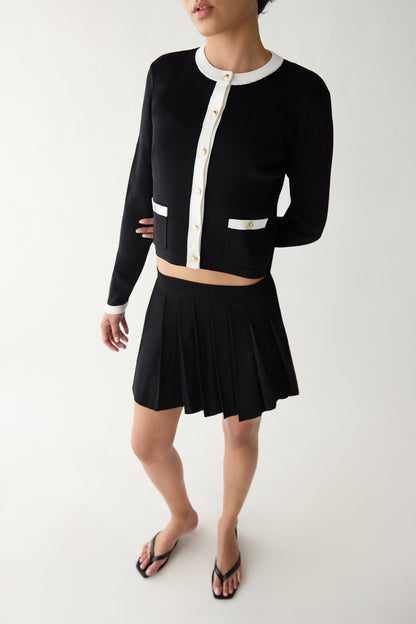 CONTRAST TRIM BUTTON FRONT CARDIGAN