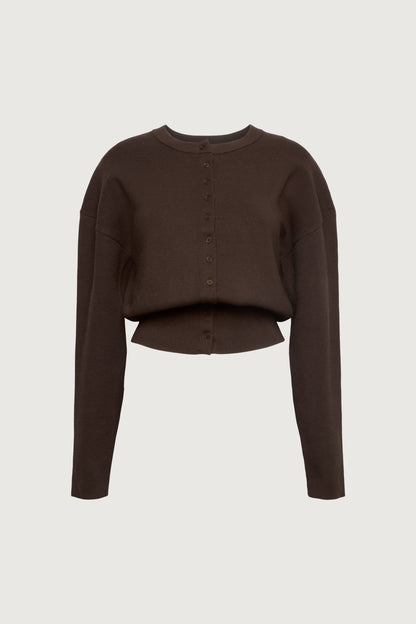 CINCHED WAIST BUTTON FRONT CARDIGAN