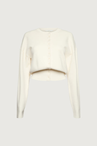 CINCHED WAIST BUTTON FRONT CARDIGAN