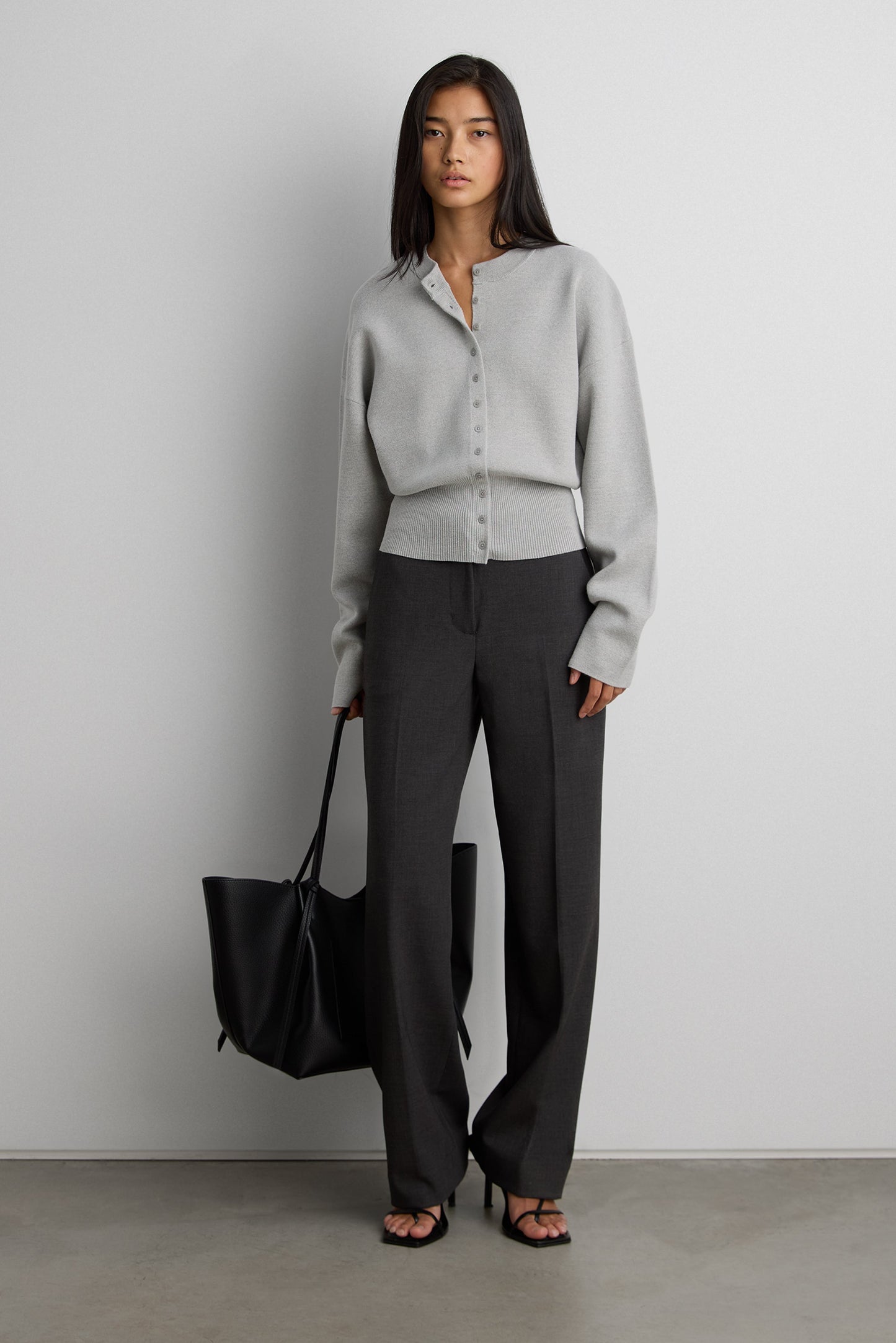 CINCHED WAIST BUTTON FRONT CARDIGAN