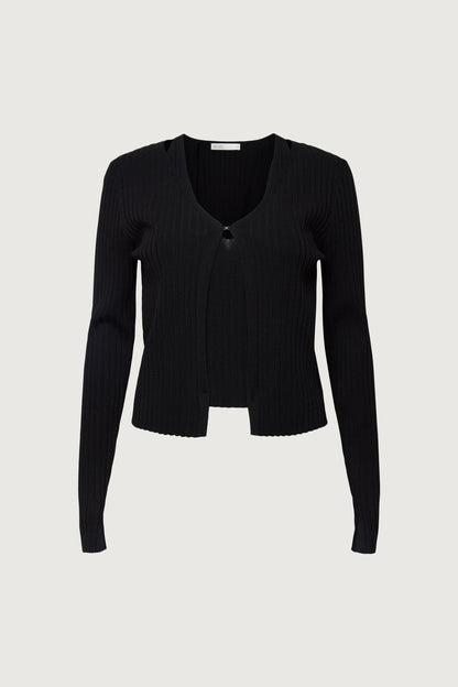 LAYERED EFFECT HALTER CARDIGAN