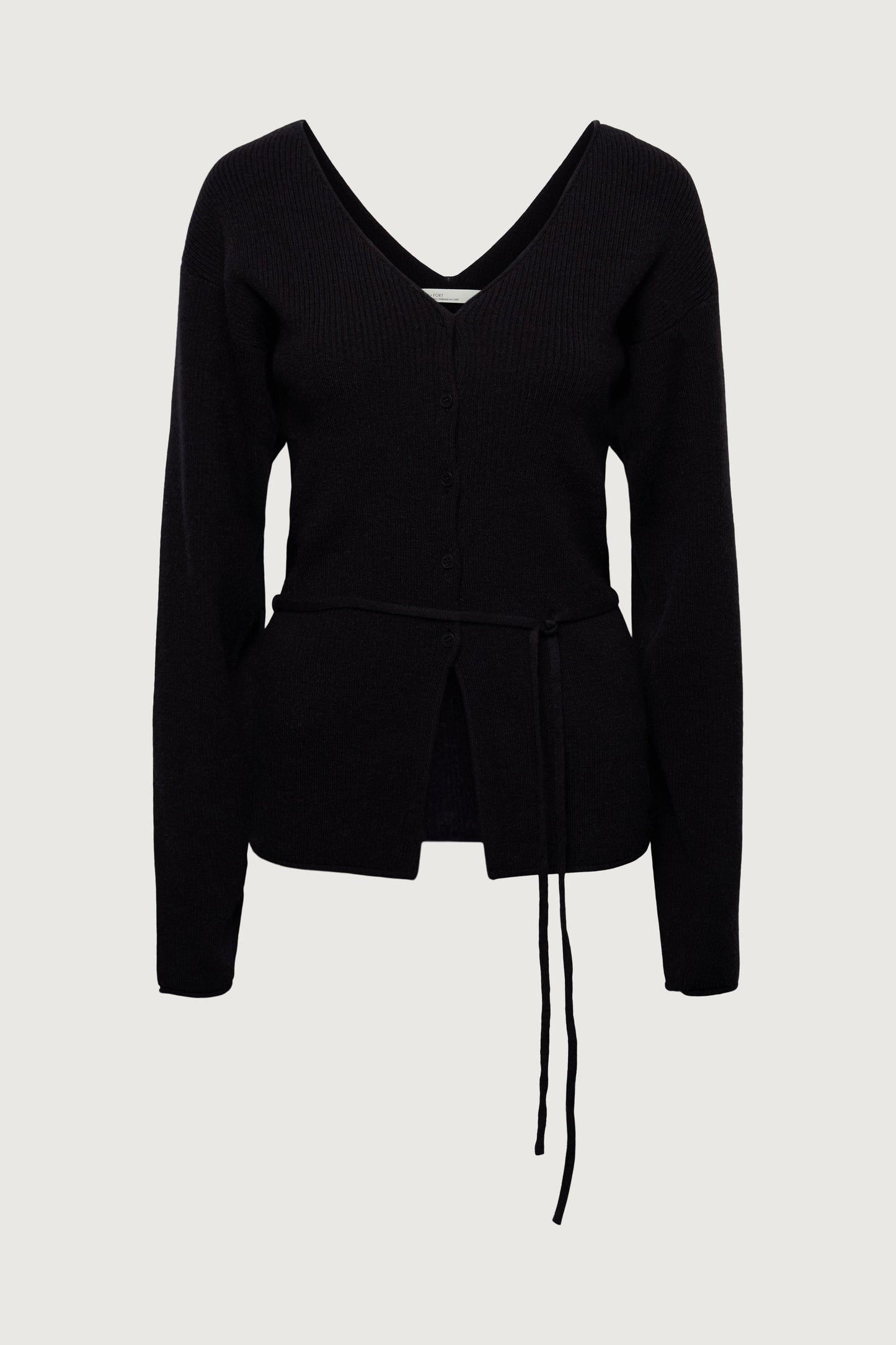 V-NECKLINE CARDIGAN WITH WAIST TIE