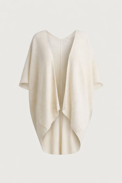DRAPED OPEN FRONT RIBBED CARDIGAN
