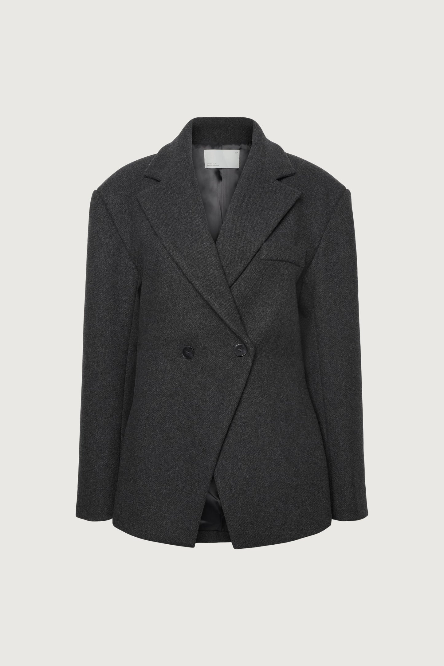 DOUBLE-BREASTED WOOL BLEND WAIST BLAZER COAT