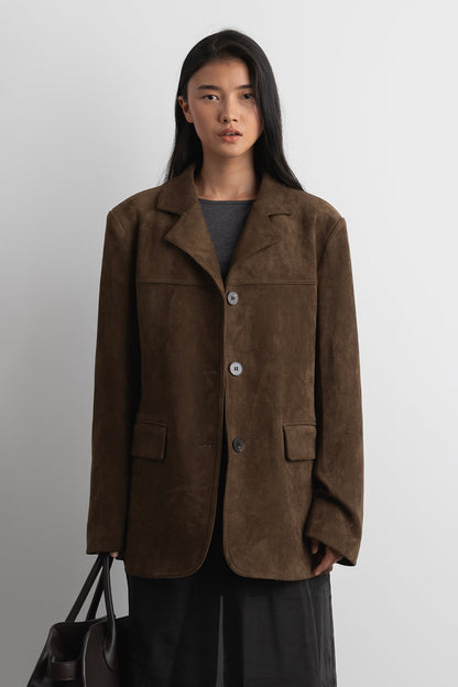 OVERSIZED VEGAN SUEDE BLAZER