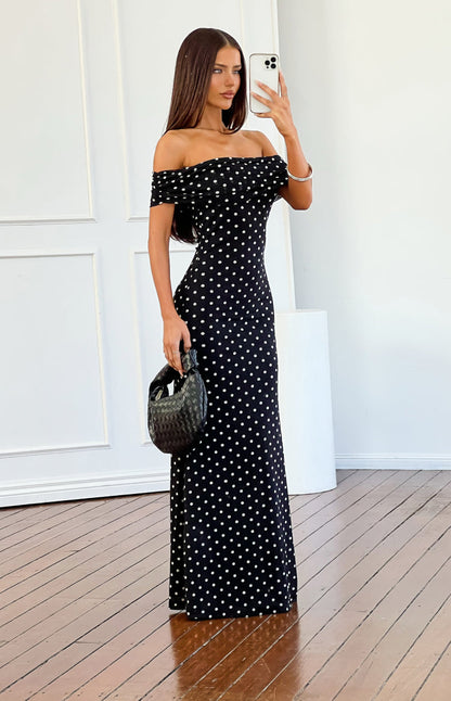 Cole Black Polka Mesh Maxi Dress