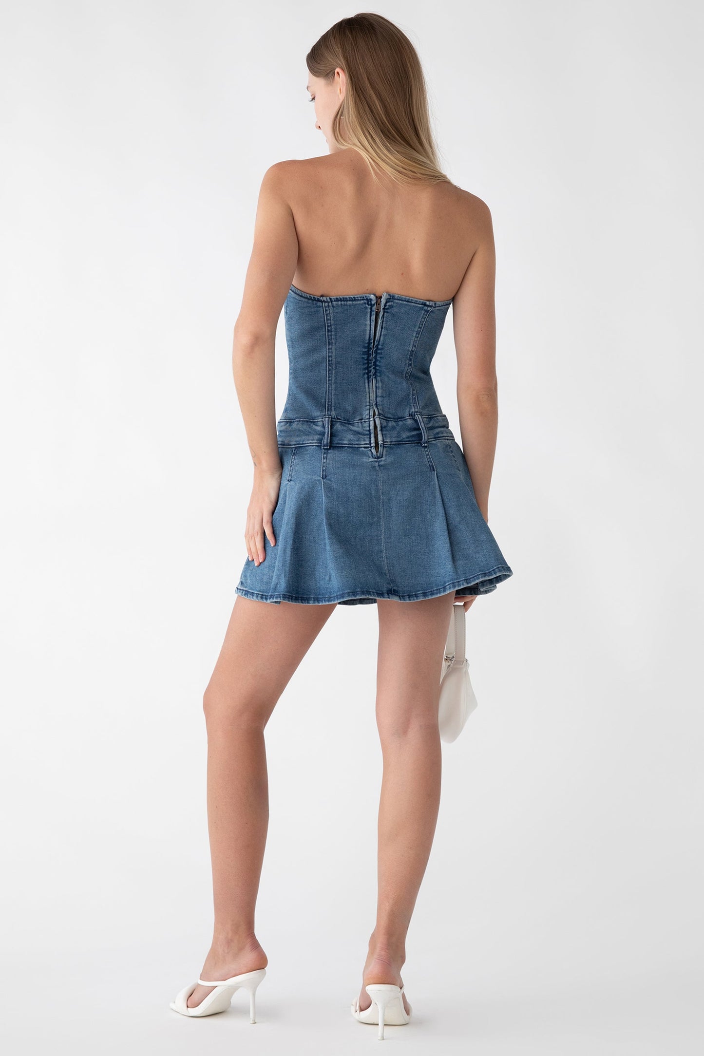 DENIM TUBE MINI DRESS