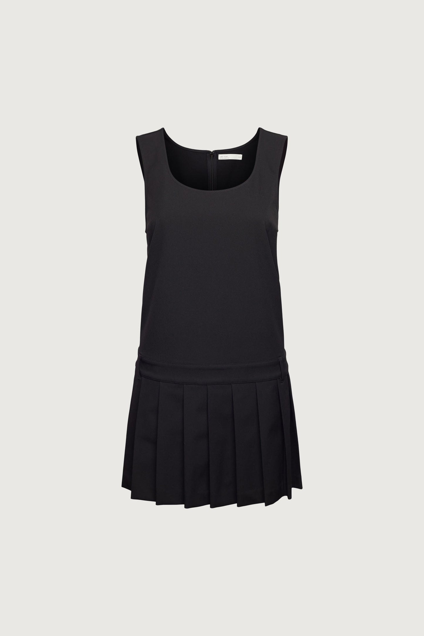PLEATED SCOOP NECK MINI DRESS