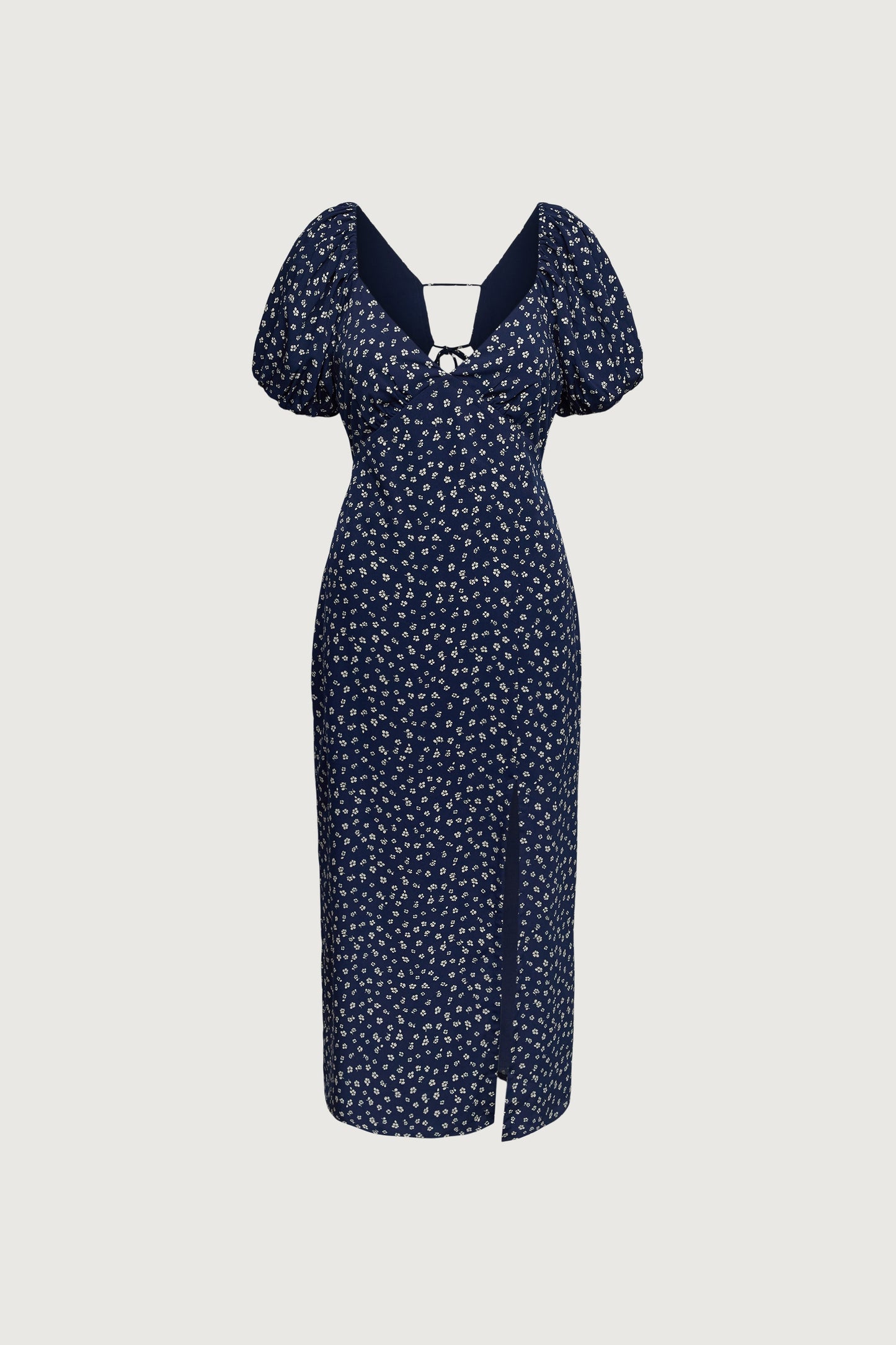 PUFF SLEEVE FLORAL MIDI DRESS