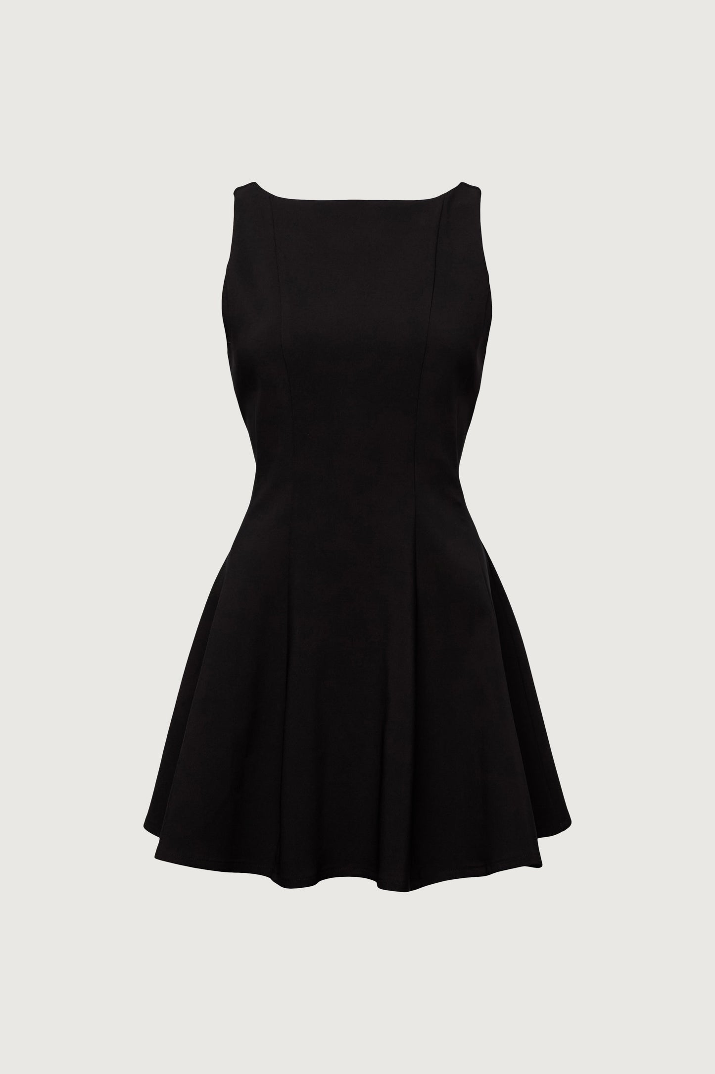 BOAT NECK SLEEVELESS MINI DRESS