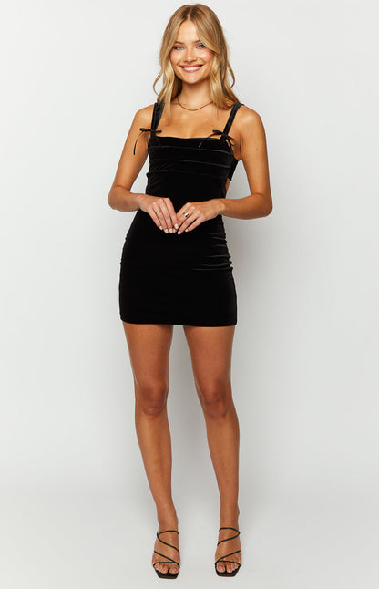 Erica Black Velvet Mini Dress