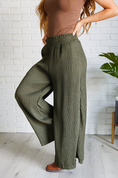 Hazel Blues® |  Harmony High Rise Wide Pants in Olive