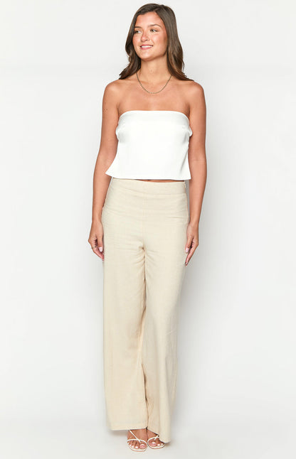 Ibiza White Satin Strapless Top