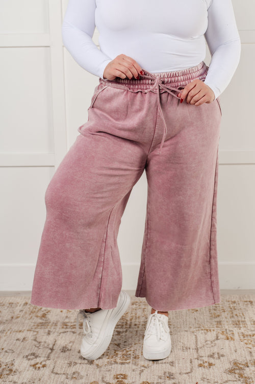 Hazel Blues® |  In or Out Wide Leg Cropped Pants in Light Rose