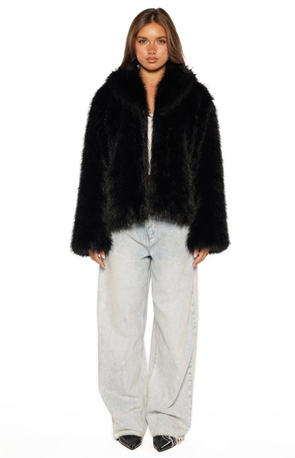 It Girl Black Faux Fur Jacket - PRE ORDER