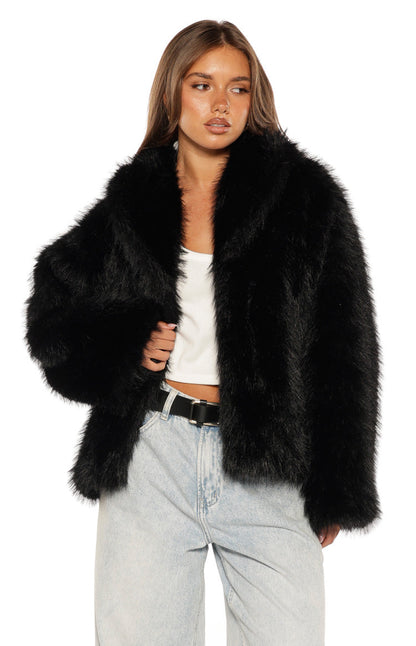 It Girl Black Faux Fur Jacket - PRE ORDER