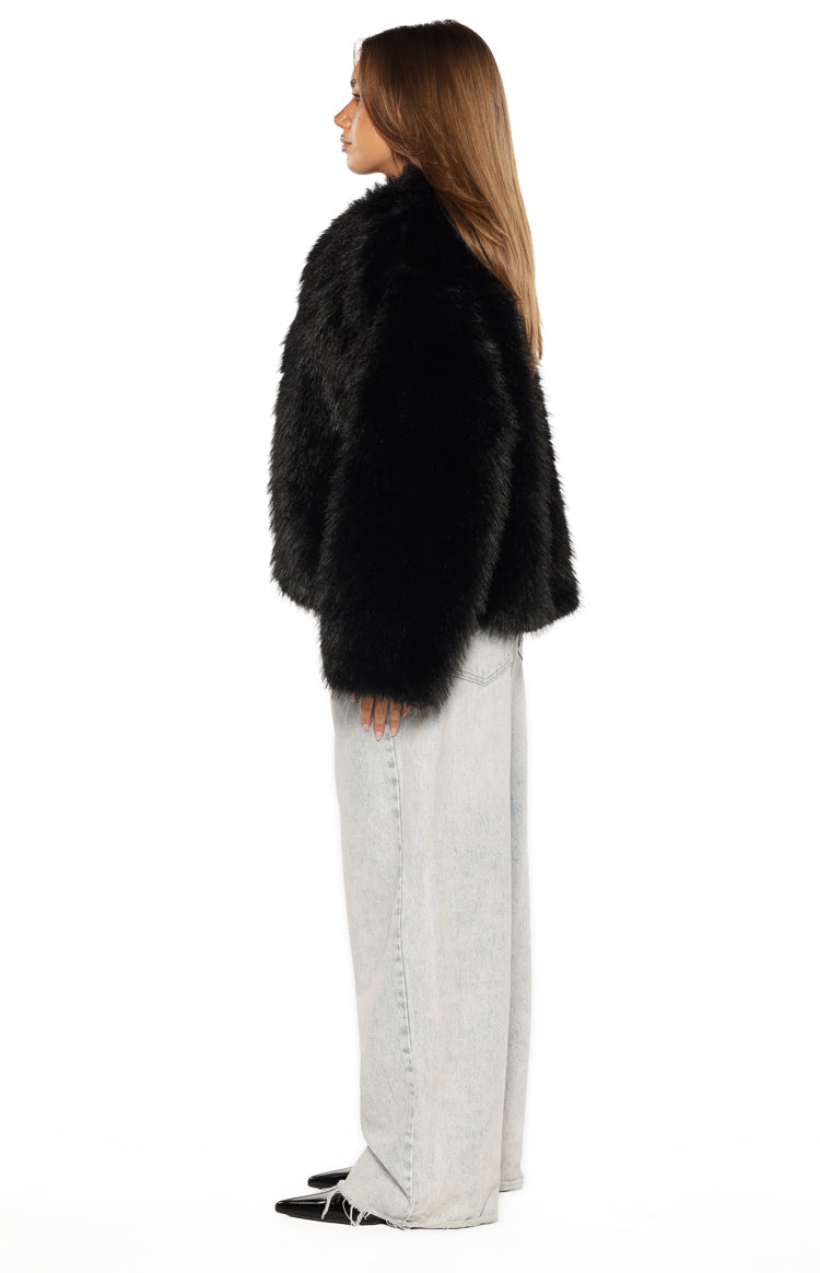 It Girl Black Faux Fur Jacket - PRE ORDER