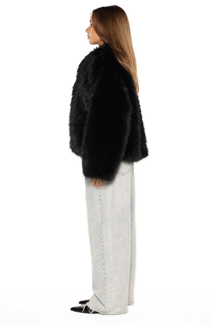 It Girl Black Faux Fur Jacket - PRE ORDER