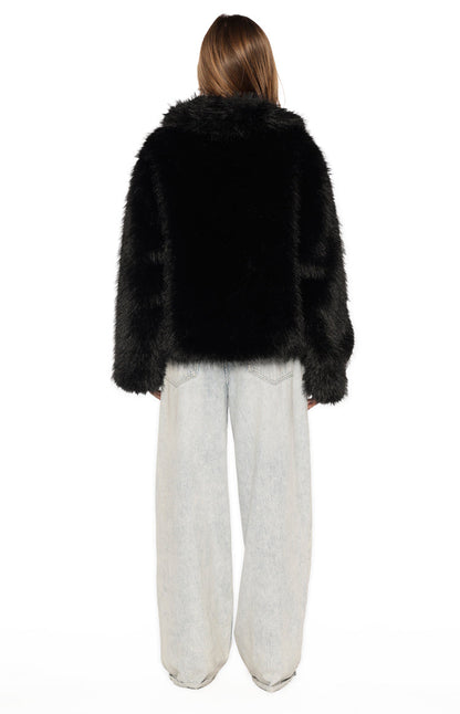 It Girl Black Faux Fur Jacket - PRE ORDER