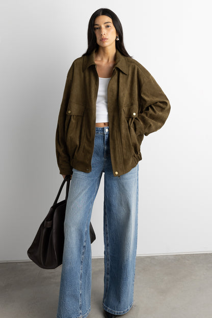 CREASED EFFECT WIDE LEG JEAN