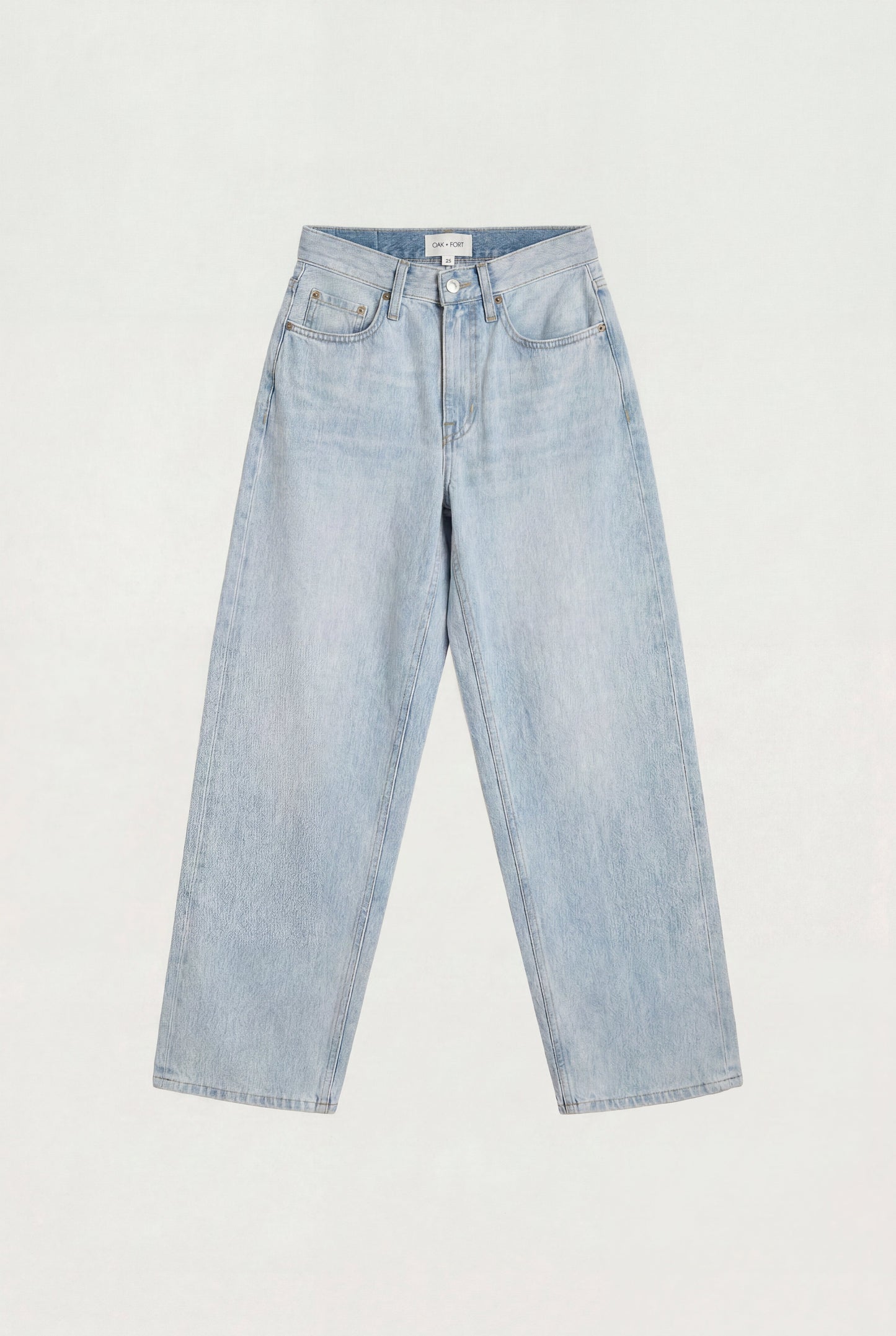 LINEN BLEND MID-RISE STRAIGHT LEG JEAN