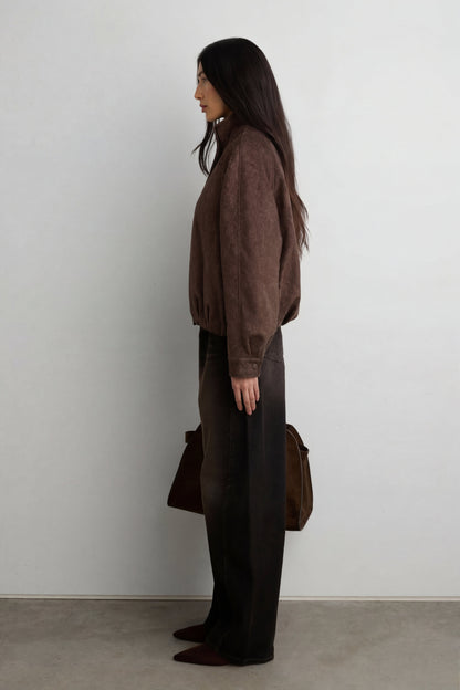 CROPPED TEXTURED FUNNEL NECK JACKET