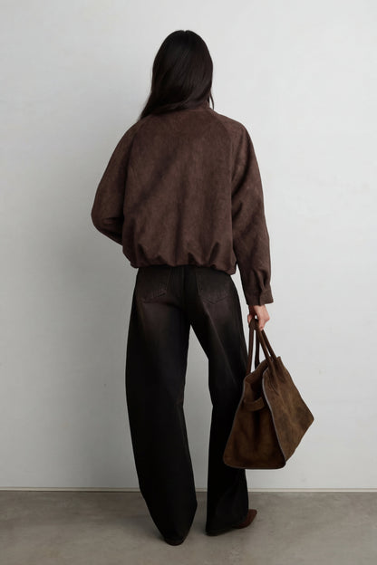 CROPPED TEXTURED FUNNEL NECK JACKET