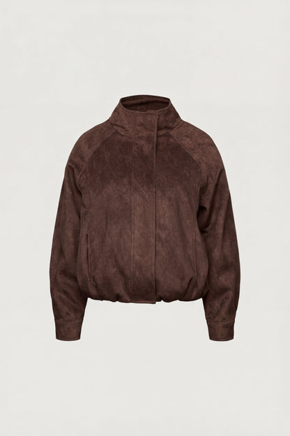 CROPPED TEXTURED FUNNEL NECK JACKET