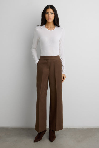 CROPPED HALF ELASTIC WAIST PANT