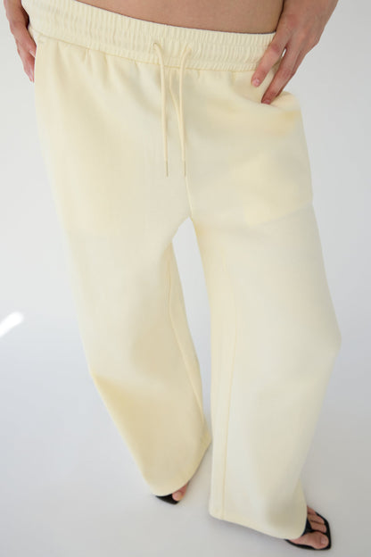 DOUBLE-KNIT COTTON BLEND WIDE LEG PANT