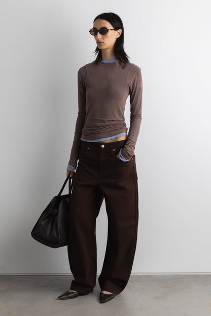 REGULAR LENGTH TWILL BARREL LEG PANT