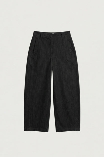 WOVEN TWILL BARREL LEG PANT