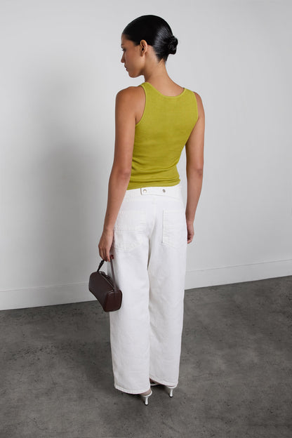 WHITE STRAIGHT LEG JEAN WITH BACK DETAIL