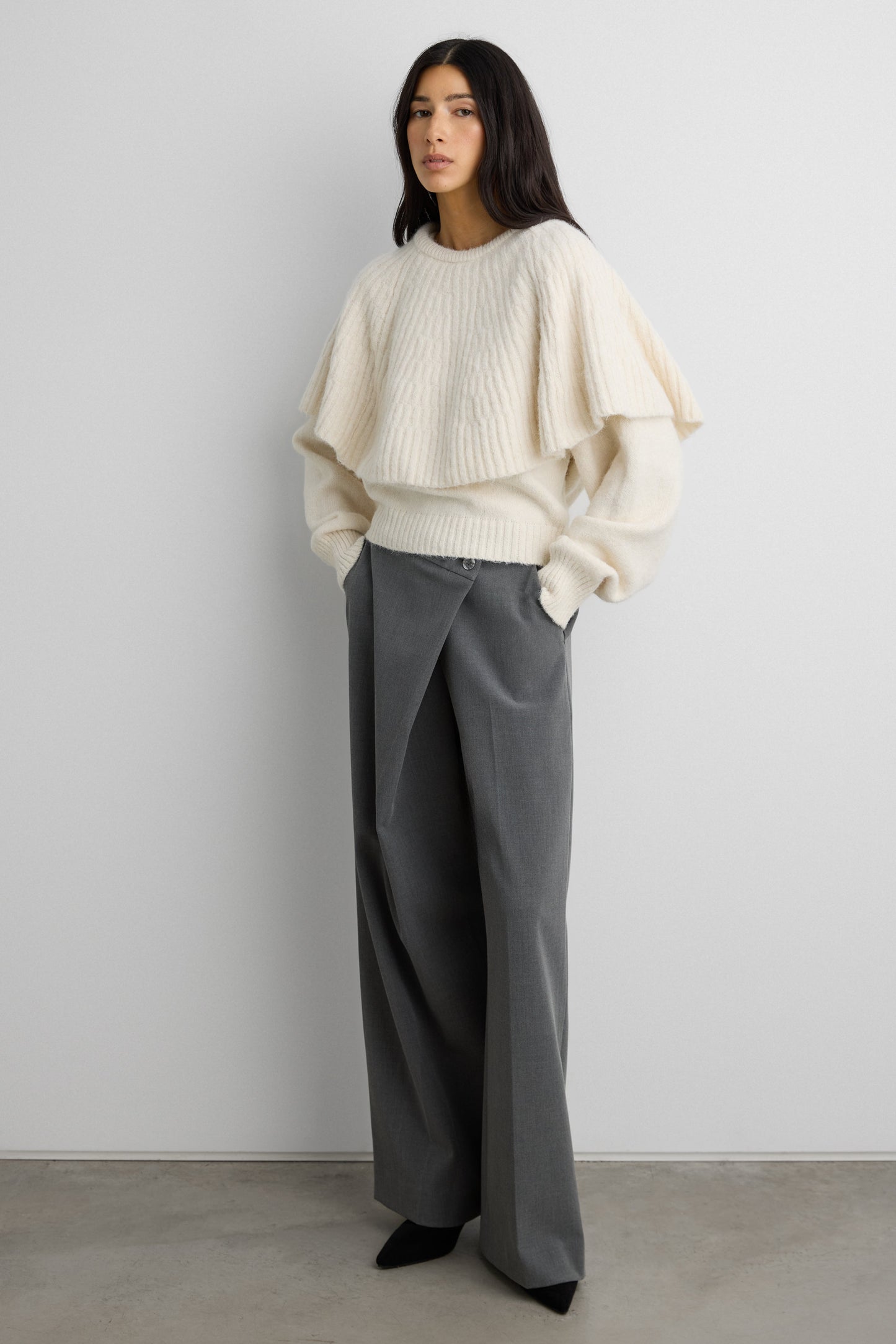 CHUNKY RIBBED CAPE SWEATER SET