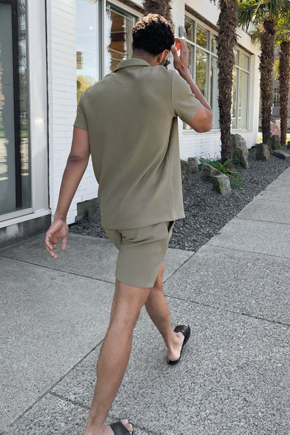 RIBBED ELASTIC WAIST SHORT