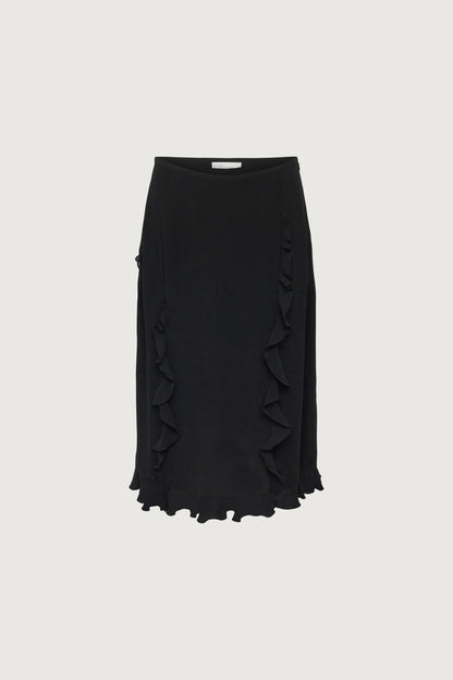 CHIFFON RUFFLED MIDI SKIRT