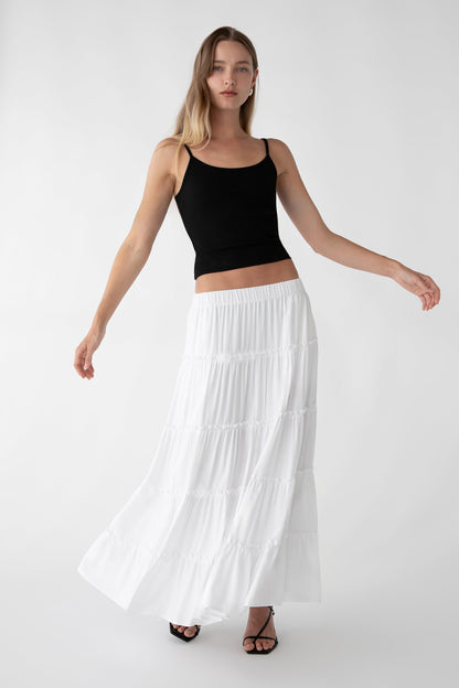 TIERED MIDI SKIRT